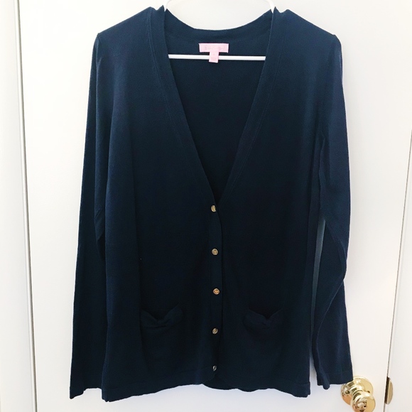Lilly Pulitzer Sweaters - Lilly Pulitzer Navy Cody Bow Pocket Cardigan